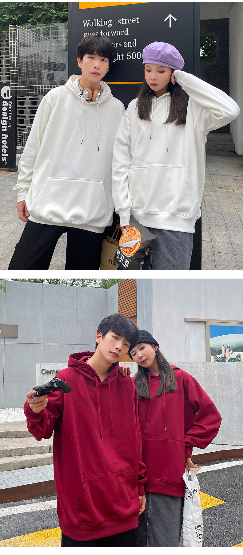 纯棉连帽套头卫衣新款工作服印字加绒冬季落肩重磅高端班服印logo